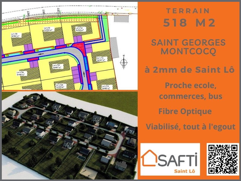 Vente Terrain 518m² à Saint-Georges-Montcocq (50000) - Safti